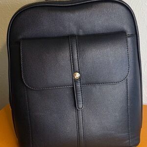 Miztique Black Faux Leather Mini Backpack with Front Snap Pocket